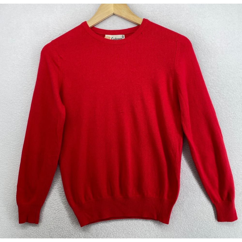 CASHMERE BY PRINGLE Sweater Womens 36 XS Jumper Crewneck Pullover Red VTG